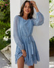 OneLineFox Printed Summer Women Dress O Neck Long Sleeve Tunic Chiffon Beach 2021 Spring Sash A-Line