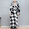 Women Winter Extra Long Thick Warm Flannel Bathrobe Plus Size Coral Fleece Men Kimono Hooded Plaid