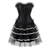 Lace Overbust Corset Burlesque Bustier With Mini Pleated Dress