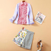 Designer 2021 Spring New Single-Breasted Ruffle Stitching Shirt And Printed Striped Fashion Casual