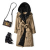 British Down Trench Coat Winter White Duck Down Jacket Women Hooded Long Thick Warm Jackets Puffer