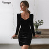 Long Sleeves Square Neck Above Knee Length Cocktail Gowns Mini Women Dress
