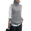 Women's Knitted Angora Rabbit Cashmere Wool Turtleneck Vest Side Slit Winter Female Wool Sweater