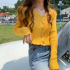 Women V-Neck Knitted Casual Ruched Short Sweaters Cardigans Lady Knitting Soft Thin Summer Cardigan