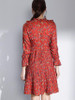 Women's Daily Basic Slim A Line Dress - Floral Print High Waist Stand Spring Red XXXL XXXXL XXXXXL