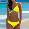 INGAGA 2021 Push Up Bikinis Swimsuits Halter Swimwear Women Leaf Print Biquini Bathers Bathing Suit