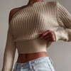 2021 Spring Sexy Off Shoulder Sweater Tops Women Elegant Solid Long Sleeve Knitted Pullovers Ladies