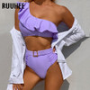 Solid High Waist Swimwear Bathing Suit Push Up Beachwear Female Biquini