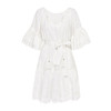Jastie Chic Eyelet Lace Embroidery Mini Dress Ruffle Sleeve Tassle V-Neck Boho Casual Beach Dress