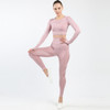 2 Piece Set Women Ribbed Seamless Long Sleeve Yoga Sets leggings