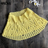 Aproms Candy Color Handmade Cotton Knitted Crochet Mini Skirts Women Summer Hollow Out High Waist