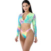 Tie dye Print bikini 2021 Long Sleeve Swimsuit Sexy Women 2 Pieces Suit Female Swimwear Beach Wear