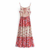 Bohemian Floral Print Maxi Dress 2021 Sleeveless Strapless Sexy Beach Dresses for Women Summer Boho