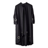 [EAM] Women Black Long Hollow Out Black Big Size Dress New Stand Collar Long Sleeve Loose Fit