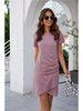 WYBLZ Dress Summer 2021 Fashion Style Slim Solid Casual Short Sleeve Ladies Elegant Dresses Folds