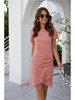 WYBLZ Dress Summer 2021 Fashion Style Slim Solid Casual Short Sleeve Ladies Elegant Dresses Folds
