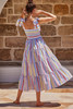 Floral Print Bow Lace-Up Sleeveless Elastic Waist Midi Dress