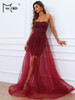 Off Shoulder Party Solid Red Long Dress
