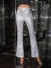 Silver Sequin Slim Flared Trousers Flared Pants