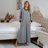 Mixed Cotton Loose Long Sleeve Women Nightdress V-Neck Split Female Nightgown 2021 Spring Casual