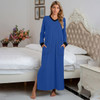 Mixed Cotton Loose Long Sleeve Women Nightdress V-Neck Split Female Nightgown 2021 Spring Casual