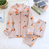 2021 Ladies Pajamas Set 100% Gauze Cotton Cartoon Avocado Printed 2Pcs Turn-down Neck Shirt+Pants