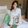 2021 Spring Women's Pajamas Set Luxury Style Cute Cartoon Print Sleepwear Silk Like Nightie Leisure