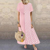 2021 ZANZEA  Maxi Long Dress Autumn Summer Dress Women Polka Dot Print Patchwork SundressPleated