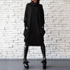 2021 Plus Size ZANZEA Autumn Dress Women Casual Vintage Solid Turtleneck Long Sleeve Sundress