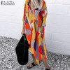 2021 ZANZEA Elegant Midi Shirt Dress Womens Summer Sundress Vintage Button Thin Vestidos Female Long