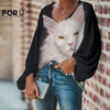 FORUDESIGNS Large Size Blouse Kawaii Maine Coon Cat Print Blouse 2021 Casual Loose Long Sleeve Shirt