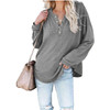Autumn And Winter 2021 Casual Long Top Solid Round Neck Pullover Button Long Sleeve T-Shirt Loose