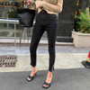 SHIJIA High Waist Skinny Jeans For Woman Elastic Casual Ankle-length Split Denim Pencil Jean Black