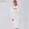 Adyce 2021 New Autumn Women White Bodycon Bandage Dress Long Sleeve Sexy Hollow Out Club Celebrity