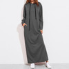 Celmia 2021 Autumn Women Vintage Hoodies Maxi Dress Casual Solid Long Sleeve Pockets Hooded Dresses