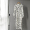 Lizkova White Dot Print Chiffon Dress Women Long Sleeve Elastic Waist Robe 2021 Spring Female O-neck
