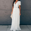 Short Sleeve White Lace Long Tunic Beach Dress