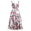 S-XL 2021 New Fashion Rose Flower Print Pleated Slim Fresh Temperament Straps Fluffy Dress Casual