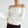 OOTN Sexy Off Shoulder Top Women White Blouse Long Sleeve Single-Breasted Lace Up Tunic Slim Female