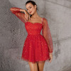 Chest wrap one shoulder sweet French Sequin dress