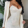 Women Elegant Glitter Sequins Two Piece Dress