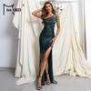 Maxi Tassel Sequins Party One Shoulder Evening Side Split Backless Long Prom Dress