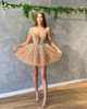 Champagne Tulle Mini Prom Dress