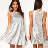 Clubwear Mini Silver Shiny Dress