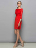 Classy 3/4 Length Sleeves Lace Red Cocktail Dress