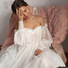 Puff Long Sleeves Dot Tulle A Line Wedding Dress