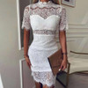 Hollow Out White Lace Wedding Outfits Clothing Celebrity Club Evening Party Dress