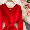 Elegant Autumn Winter New Fashion Pure Color Bottomed Knitted Dress