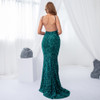 Deep V Neck Sequin Mermaid Maxi Dress