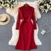 Self Portrait Women Red Lace Embroidery Patchwork Runway Dress